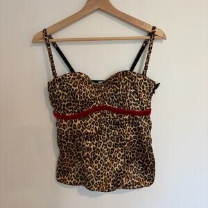 VTG Intimissimi Womens Leopard Bustier Corset Top Size 4 Y2K Animal Print